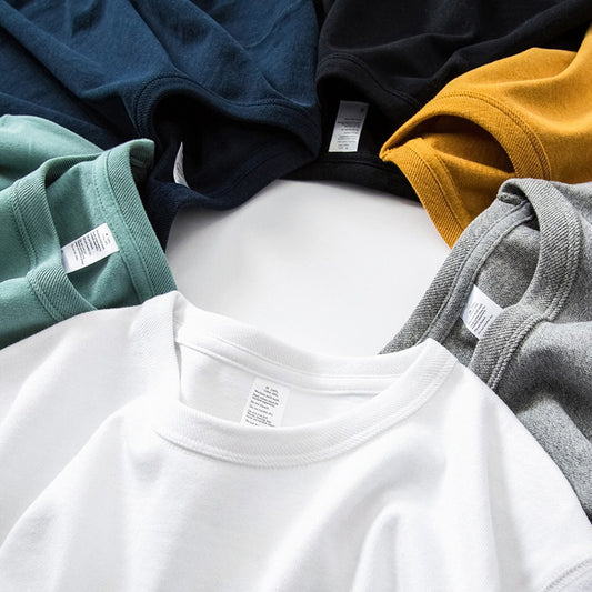 Three needles 300g heavy pure white long-sleeved T-shirt, men's pure cotton, simple and thick, impermeable, undershirt, spring and autumn
