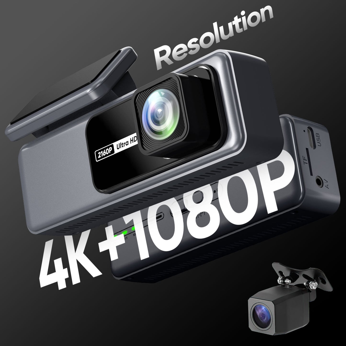 [Carefully selected] V60 4K+1080P Dash Cam can be molded with WiFi car camera as standard