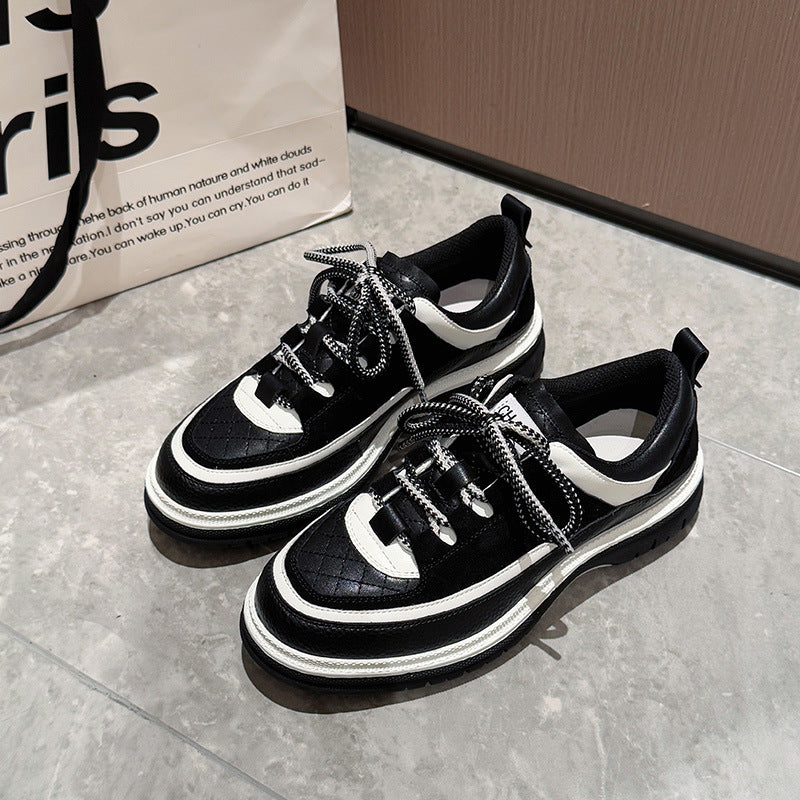 Little Fragrance Wind Thick-soled Panda Daddy Shoes Women's 2025 Spring New Fashion Heightened Sneakers Casual Shoes Women's Versatile