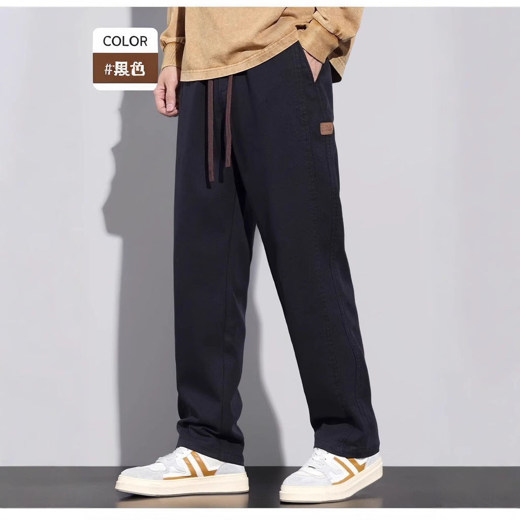 Spring Autumn 2024 New Loose Casual Pants Men's Thickened Straight Leg Cargo Pants Men's Versatile Wide-Leg Long Pants