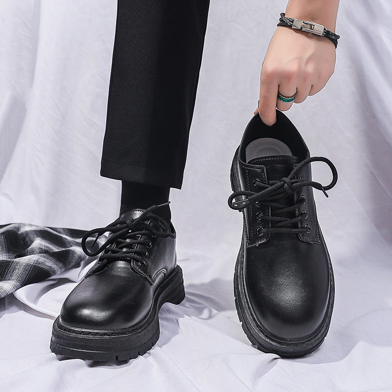 Casual leather shoes men's new business leather shoes teen british style student thick-soled suit men's versatile men's leather shoes