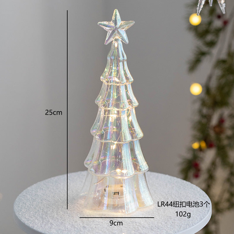 glass christmas tree table top glow ins ornament decorate festive atmosphere party window christmas gifts