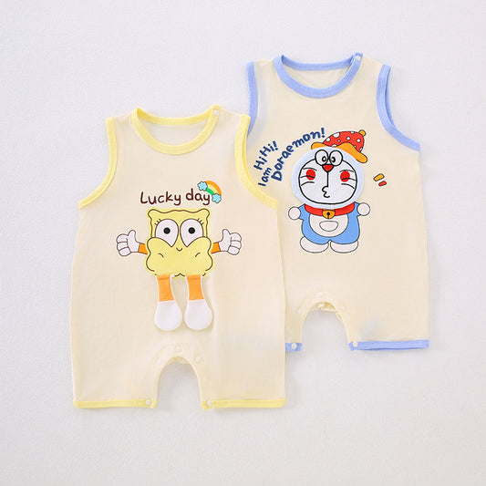 Baby lyocell onesie summer thin sleeveless vest clothes newborn clothes baby summer clothes 0 a 3 months