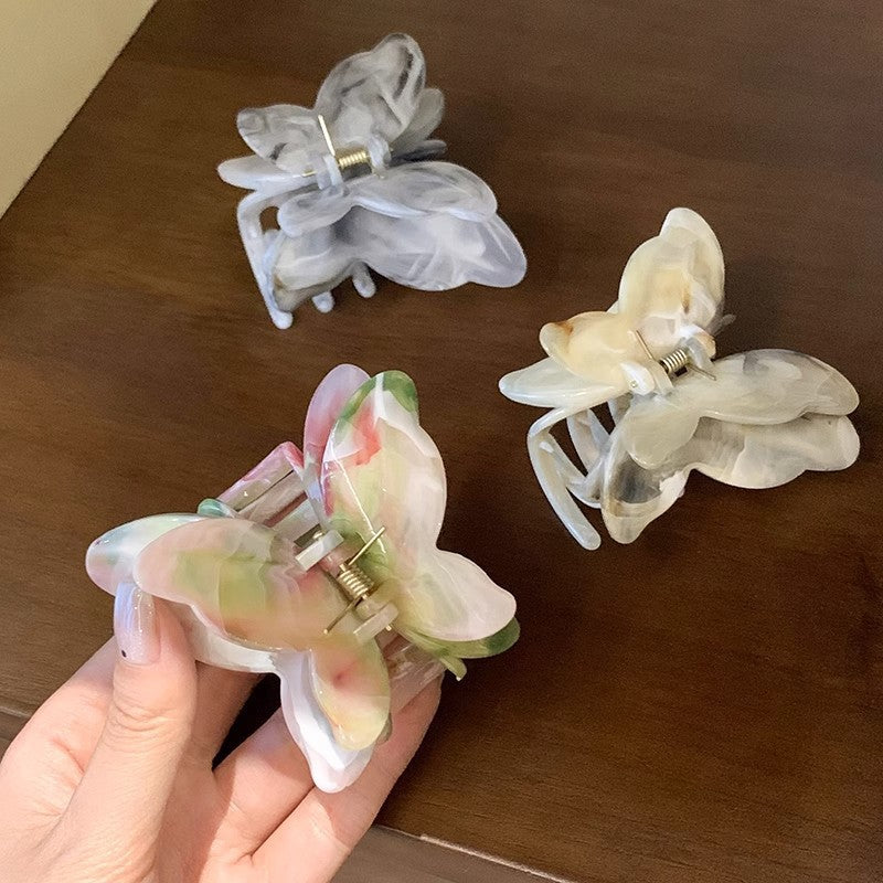 Super fairy three-dimensional butterfly grab clip female 2025 new high-end sense medium hairpin on the back of the head shark clip hair grab hair ornament