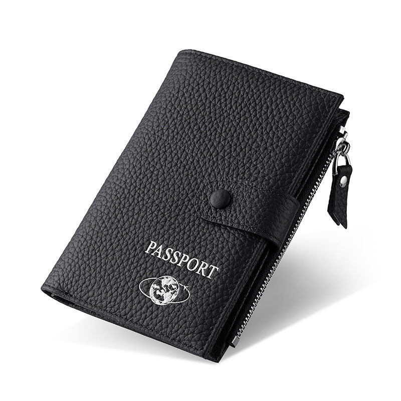 Cross border leather passport bag silk print passport wallet cover buckle men's RFID card case multifunctional air ticket holder
