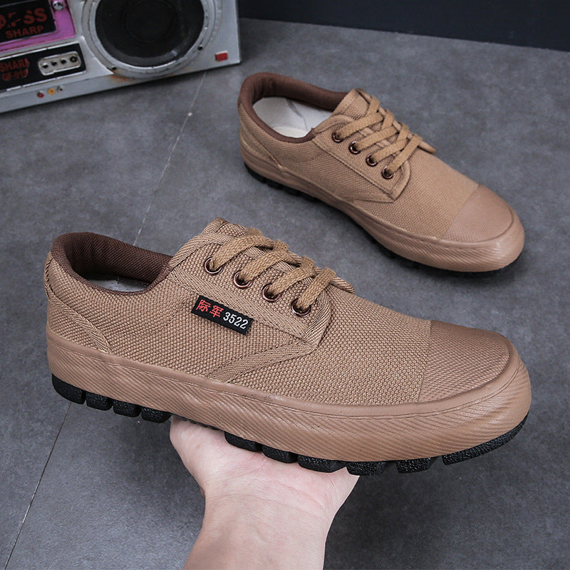 Liberation shoes, men's military shoes, wear-resistant military training, canvas shoes, migrant workers, labor protection sneakers, multi-functional camouflage shoes