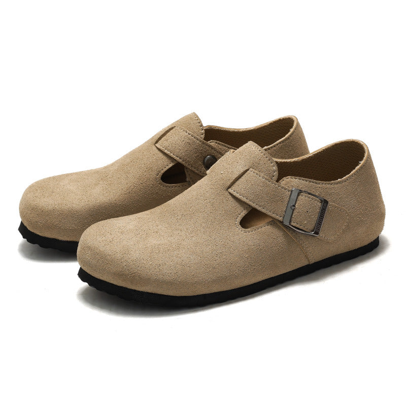 RUIZUSTOCK Autumn and Winter Women's Cork Casual Shoes Men's Unisex Scalp Shoes Single Shoes Scrub