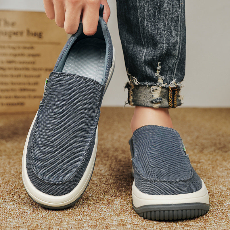 Cross Border Canvas Men's Shoes Summer Breathable Thin One Foot Old Beijing Cloth Shoes Men's Casual Driving Tide Shoes 2024