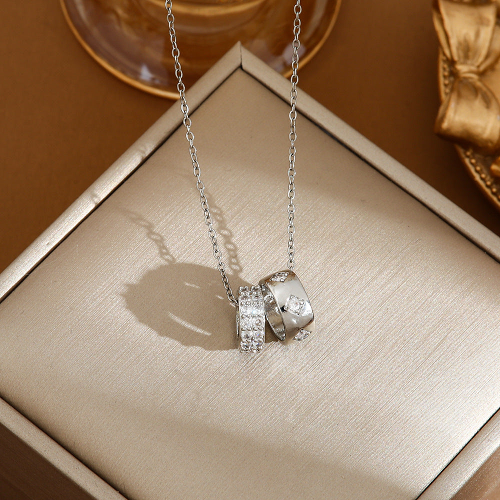 Douyin hot sale sexy double ring full of diamonds, big waist necklace, clavicle chain, small fresh and cute, versatile trend wholesale