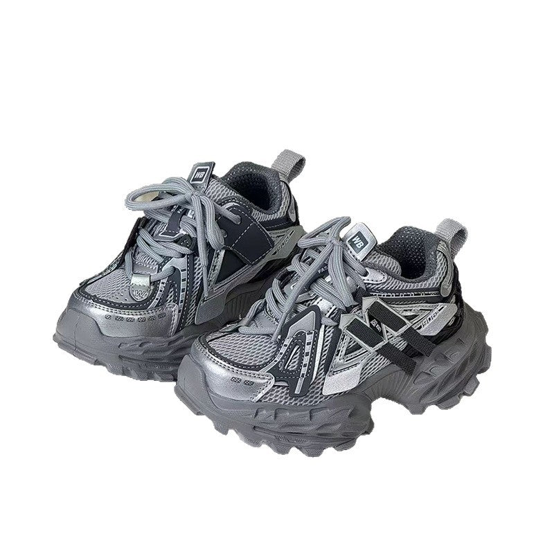 Children's Sneakers Fall 2026 New Breathable Tire Sole Running Shoes for Boys Fashion Mesh Daddy Shoes for Girls