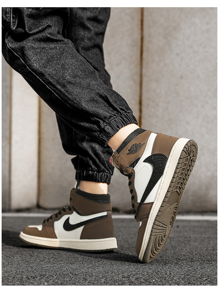 AJ men's shoes high-top dark brown barb board shoes Hiroshi Fujiwara same lightning barb low-top shoes dunk black and white panda women