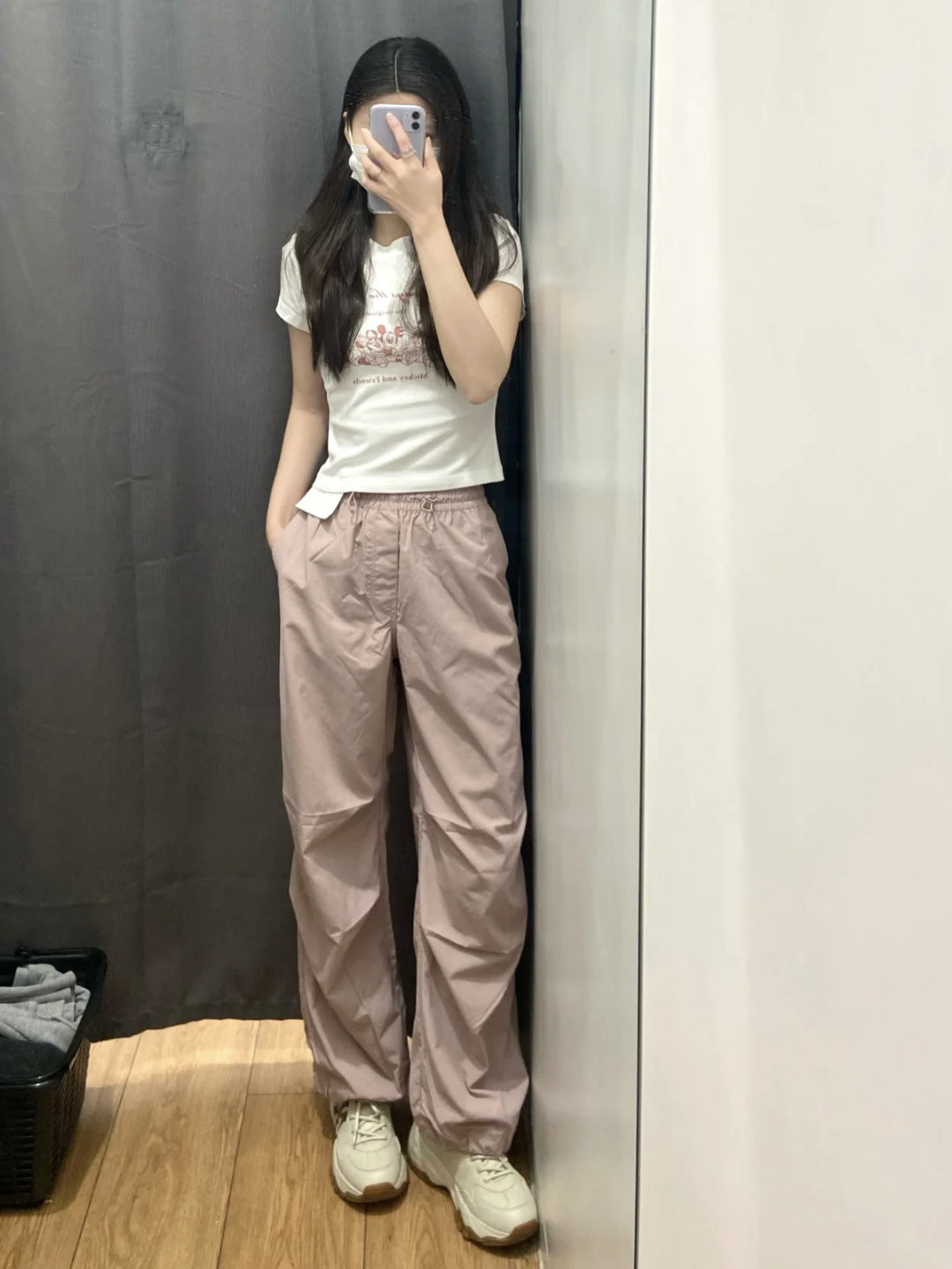 Summer 2024 New Parachute Pants Women's Casual Wide Leg Pants Sweat Wicking Quick-Drying Cargo Sweat Pants 464888