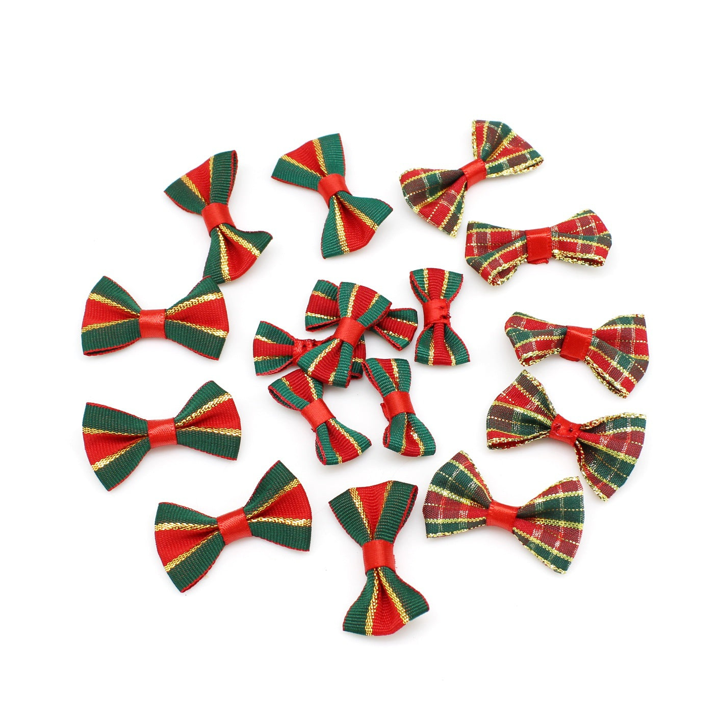 Cross border bow decoration Christmas bow crafts mini bow red and green ribbon bow diy