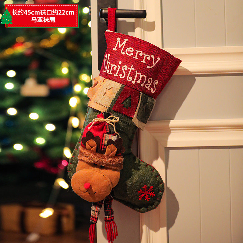 New Christmas decoration Christmas Eve Christmas stocking pendant gift Santa Claus kids Christmas gift bag wholesale