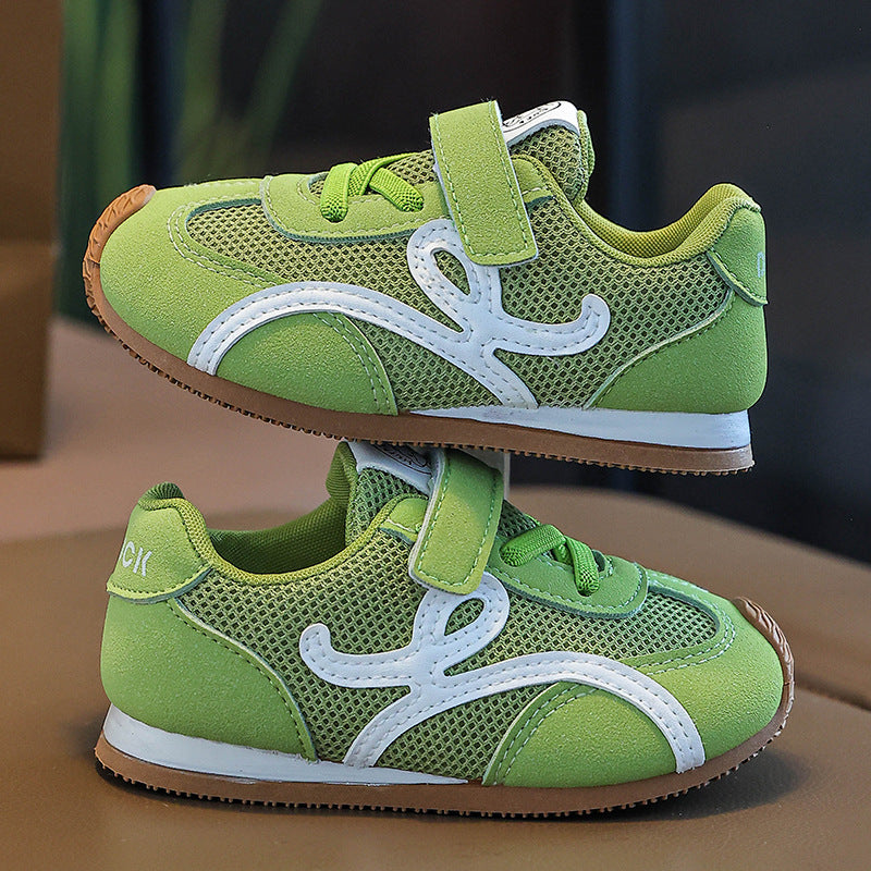 2025 Spring and Autumn New Girls' Forrest Gump Shoes, Children's Board Shoes, Casual Double Mesh Breathable Boys' Sneakers, Soft Sole Yellow