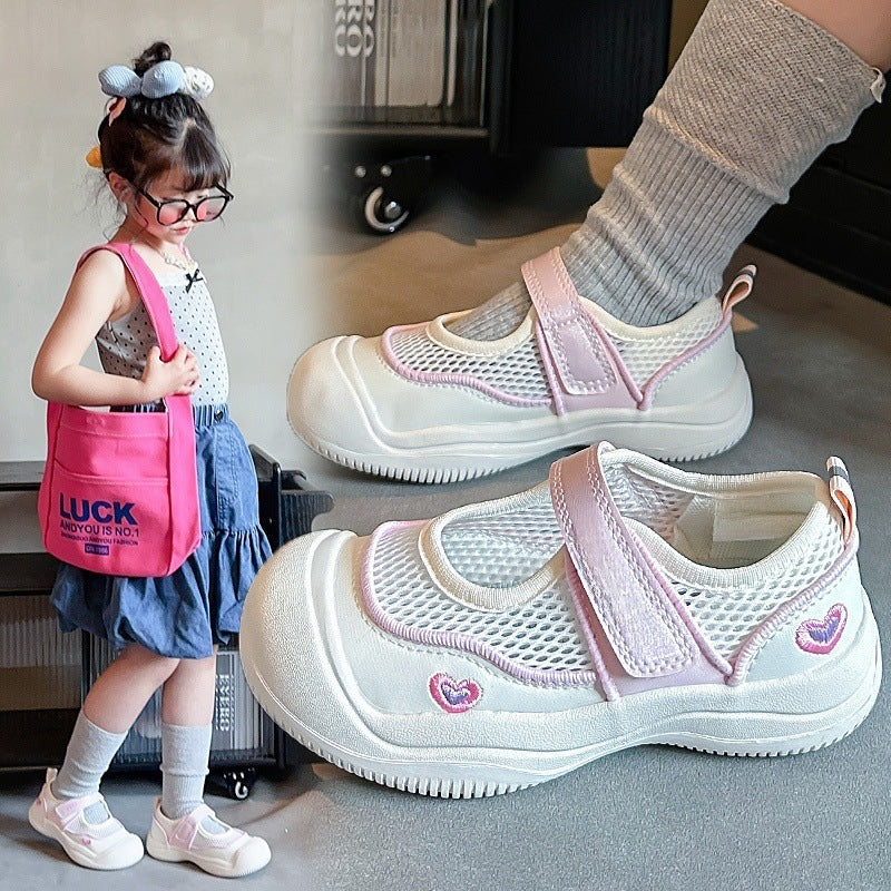 Girls' Sandals Summer 2025 New Children's Breathable Sneakers Medium and Large Boys Girls' Mesh Small White Mesh Shoes for Students