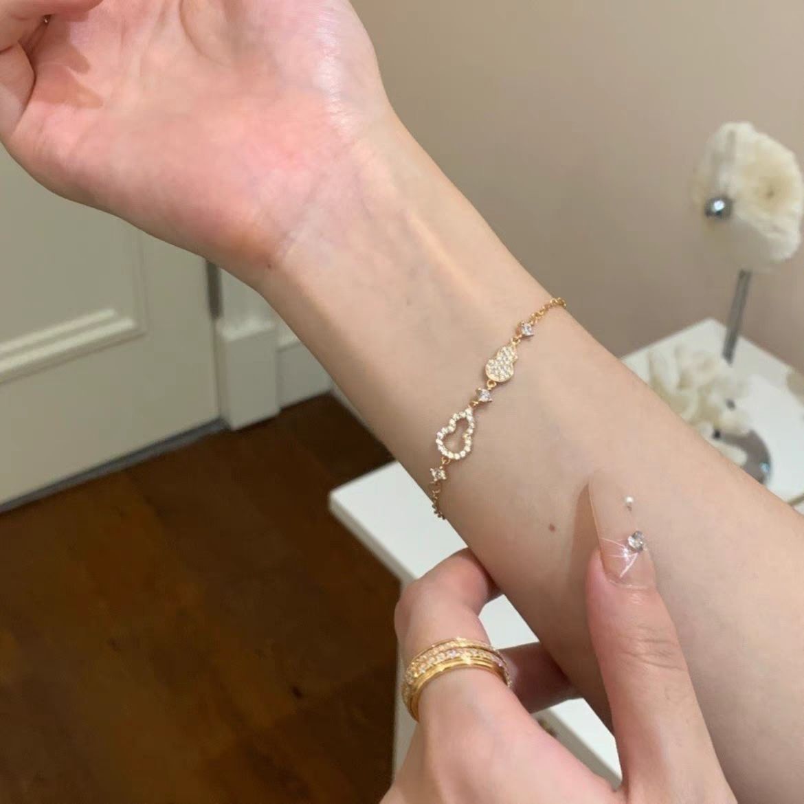 National tide Fulu double gourd bracelet women's simple niche diamond-studded ins style bracelet ethnic style accessories girlfriend gifts