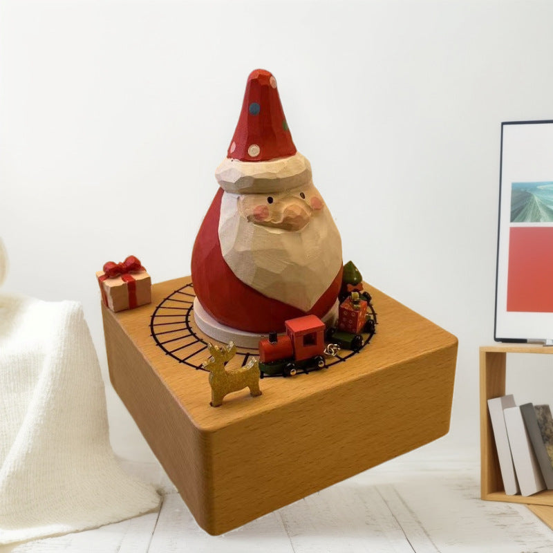 2025 New Christmas Music Box Wooden Crafts Creative Christmas Gift Merry Christmas Clockwork Music Box