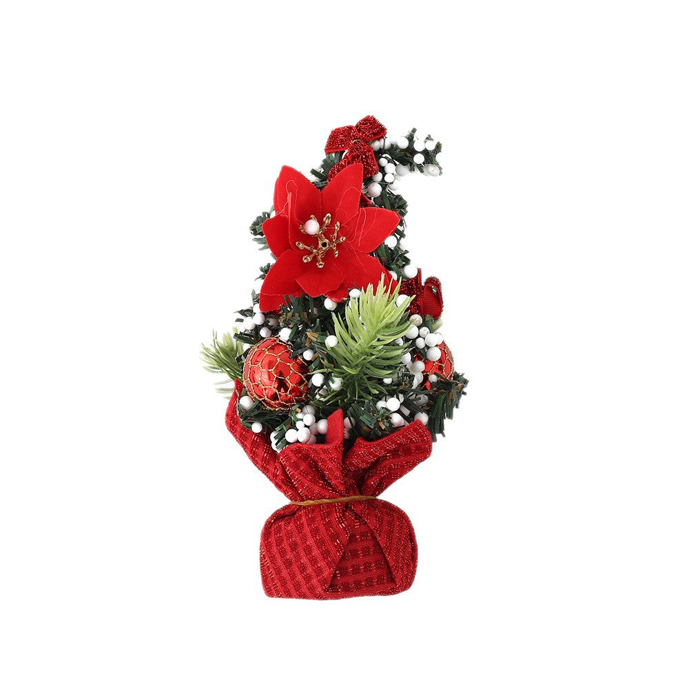 Cross-border New Christmas Decoration Supplies Flower Christmas Ball Tabletop Potted Tree Scene Arrangement Children's Gift
