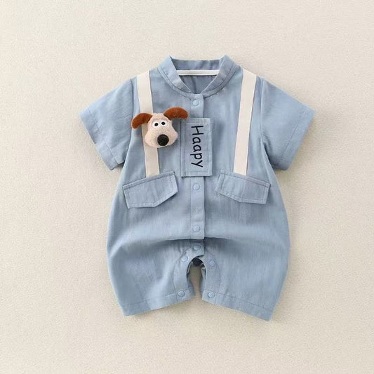 Korean version of baby summer clothes, baby boys, super cute cartoon onesies, baby foreign style, fashion crawling clothes
