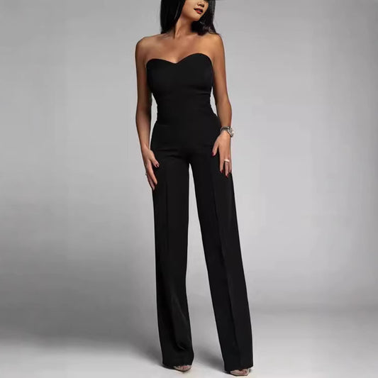 Cross-border spring and summer new women's clothing European and American foreign trade Amazon new sexy slim bandeau straight-leg jumpsuit