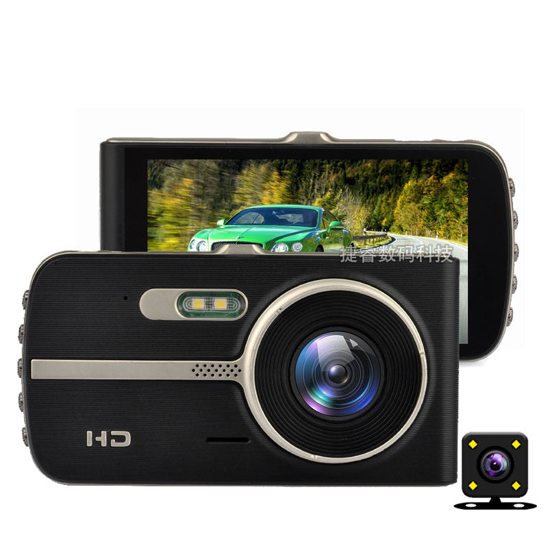 Cross-border car 4 inch dash cam HD car front and rear dual camera dual recording reversing image DVR