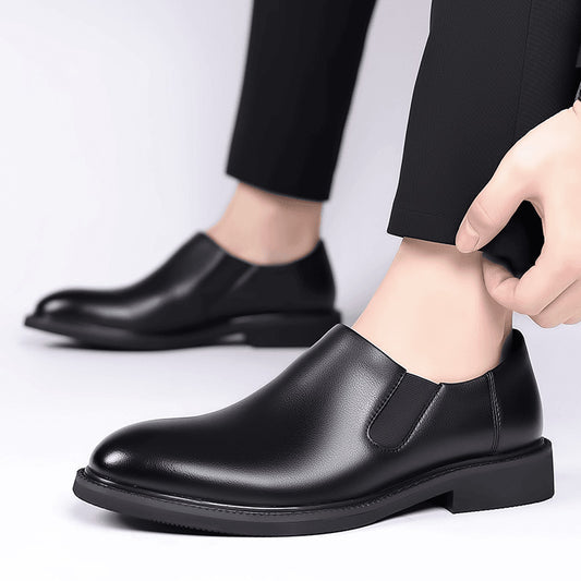Autumn new 2024 men's shoes, round-toed business leather shoes, booties, wedges, comfortable soft soles, heightened driving shoes, and pedals