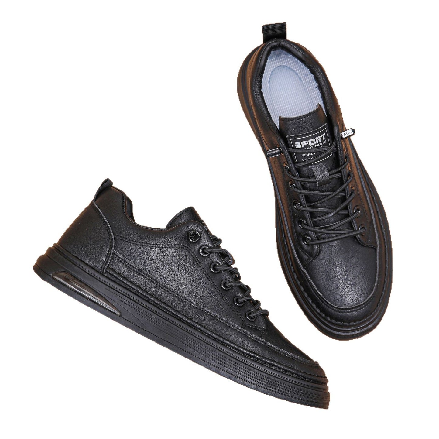 Men's shoes spring 2025 new plus-size trendy versatile casual leather shoes with soft soles and soft surfaces and one-foot shoes for men's board shoes