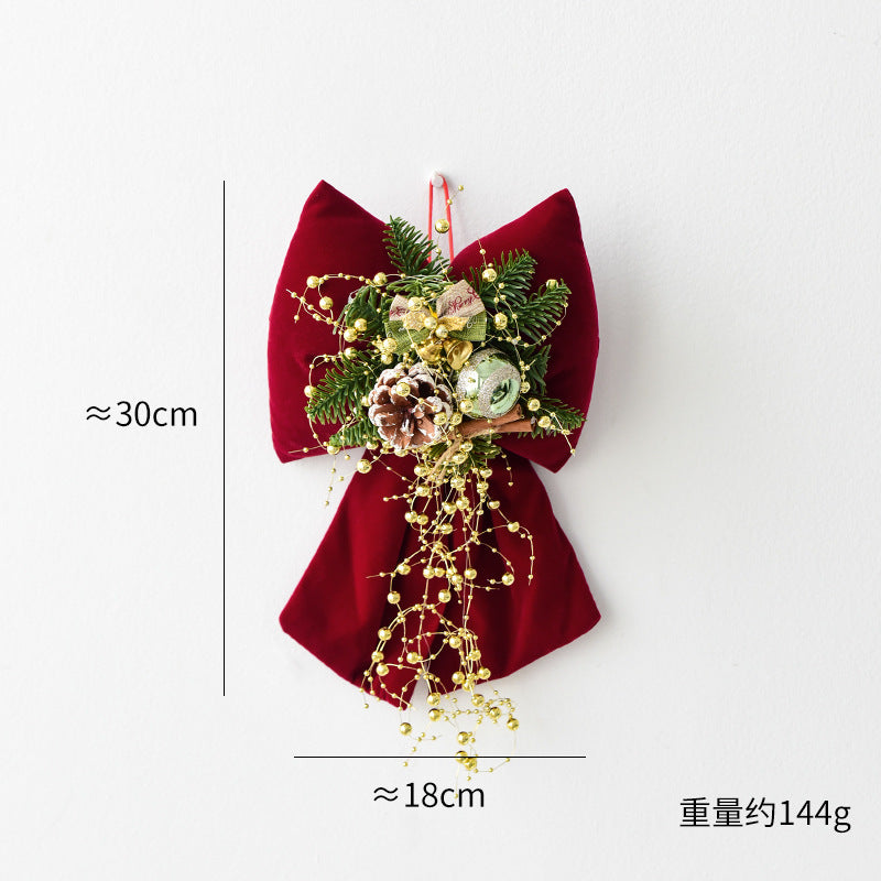 Amazon Cross-border Christmas Korean Large Fleece Finished Product Three-Dimensional Christmas Bow Hotel Christmas Tree Decoration