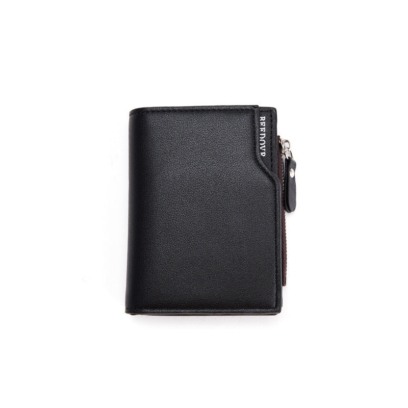 Cross-border supply 2023 men's new zipper short wallet with multiple card slots fashion vertical mini snap coin purse