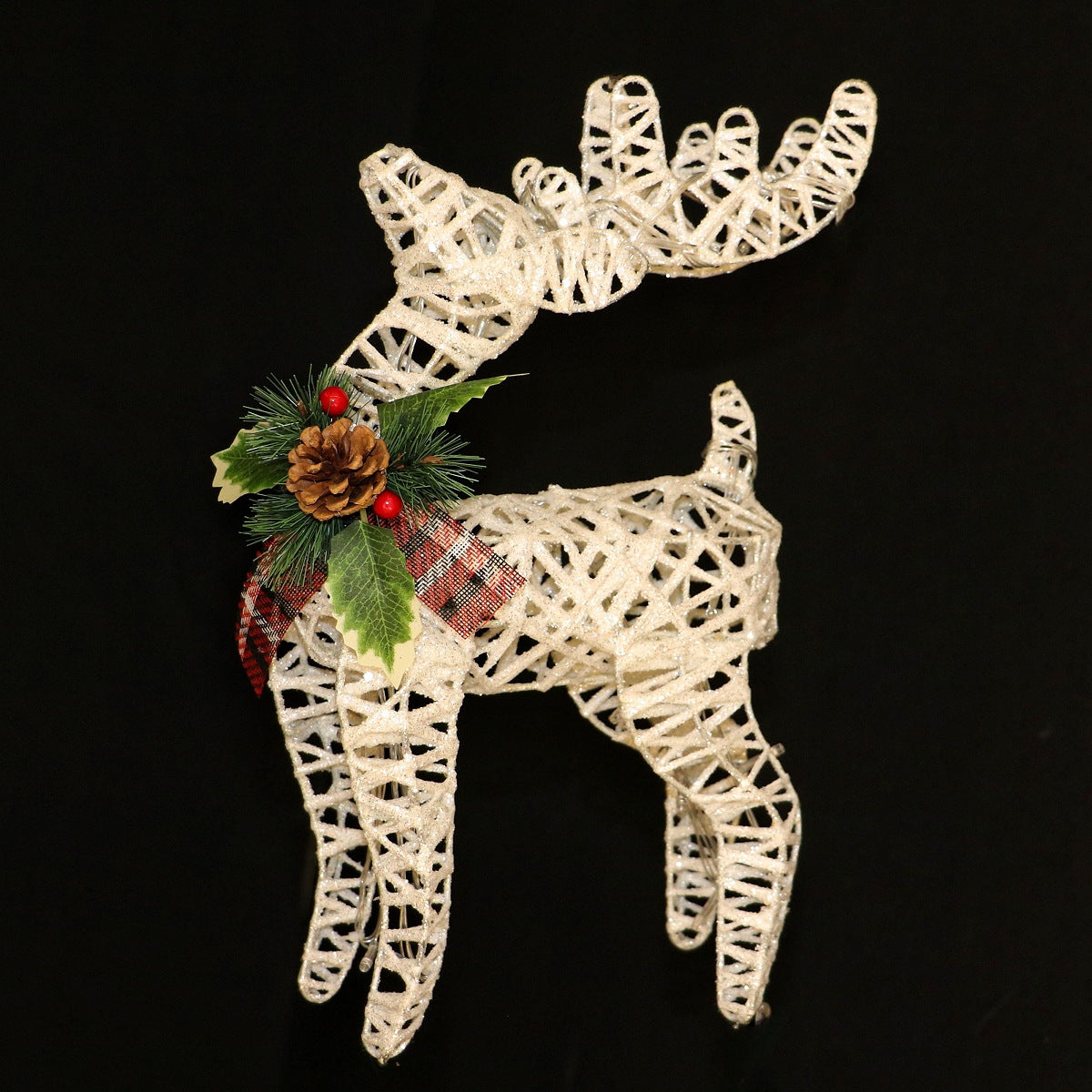 2025 Christmas Elk Wrought Iron Christmas Tree Bottom Decoration Glow Up Elk Christmas Decoration Deer Ornament Christmas Deer