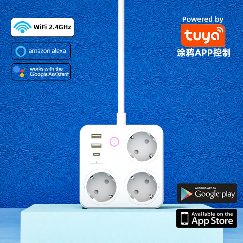 Cross-border European standard plug-in British standard American standard power strip WIFI household metering multi-plug cable socket fast charging usb