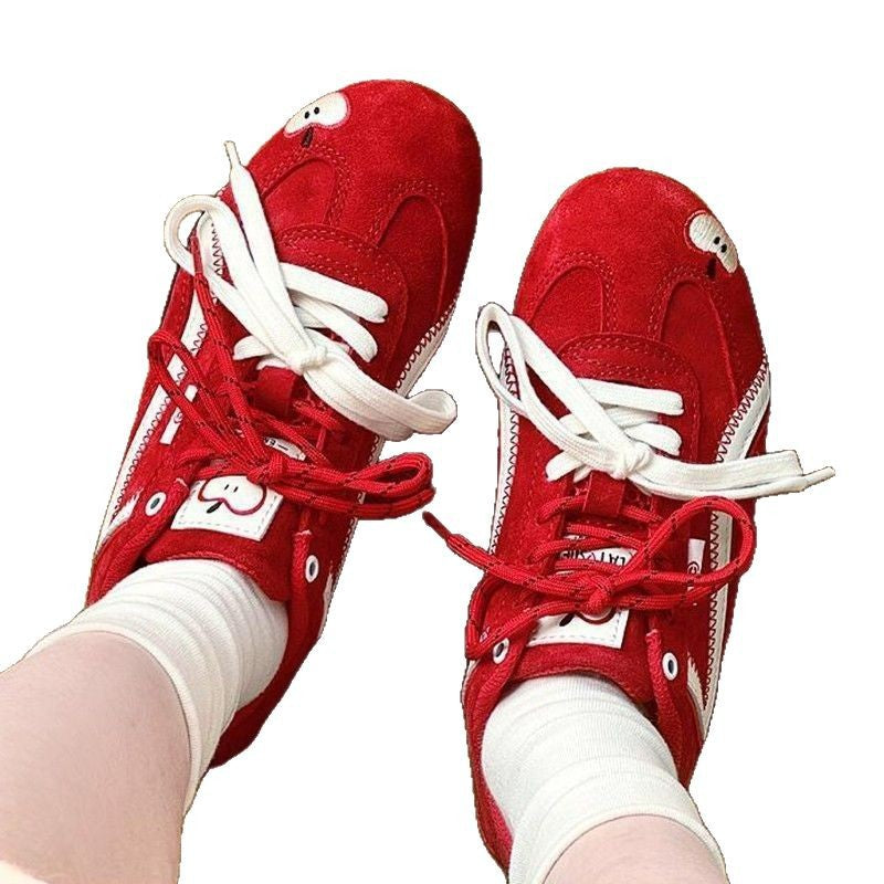 Apple Shoes Red Flat Sneakers Women's 2025 Spring New Versatile German Training Shoes Casual Forrest Gump Shoes Board Shoes