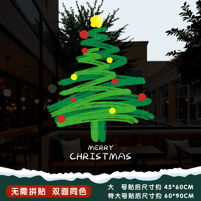 Christmas Santa Claus push door glass sticker electrostatic sticker shopping mall window scene layout decoration the whole window grille