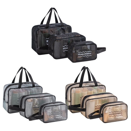 Nylon mesh handheld toiletry bag portable travel storage breathable high value cosmetic storage bag wholesale
