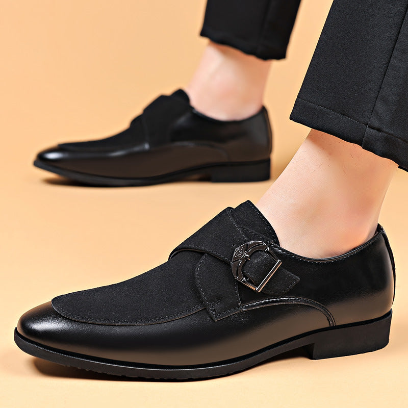 2025 New Leather Shoes Men's Business Formal Casual Shoes Crocodile Print Men's British Korean Version Pointed Toe Plus Size Shoes