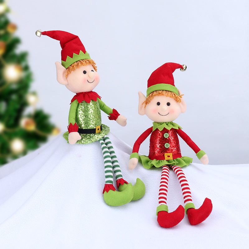 Band-to-Aid Cross-border Hot Selling Christmas Gifts 65CM Long-legged Elf Window Decoration Christmas Home Decorations