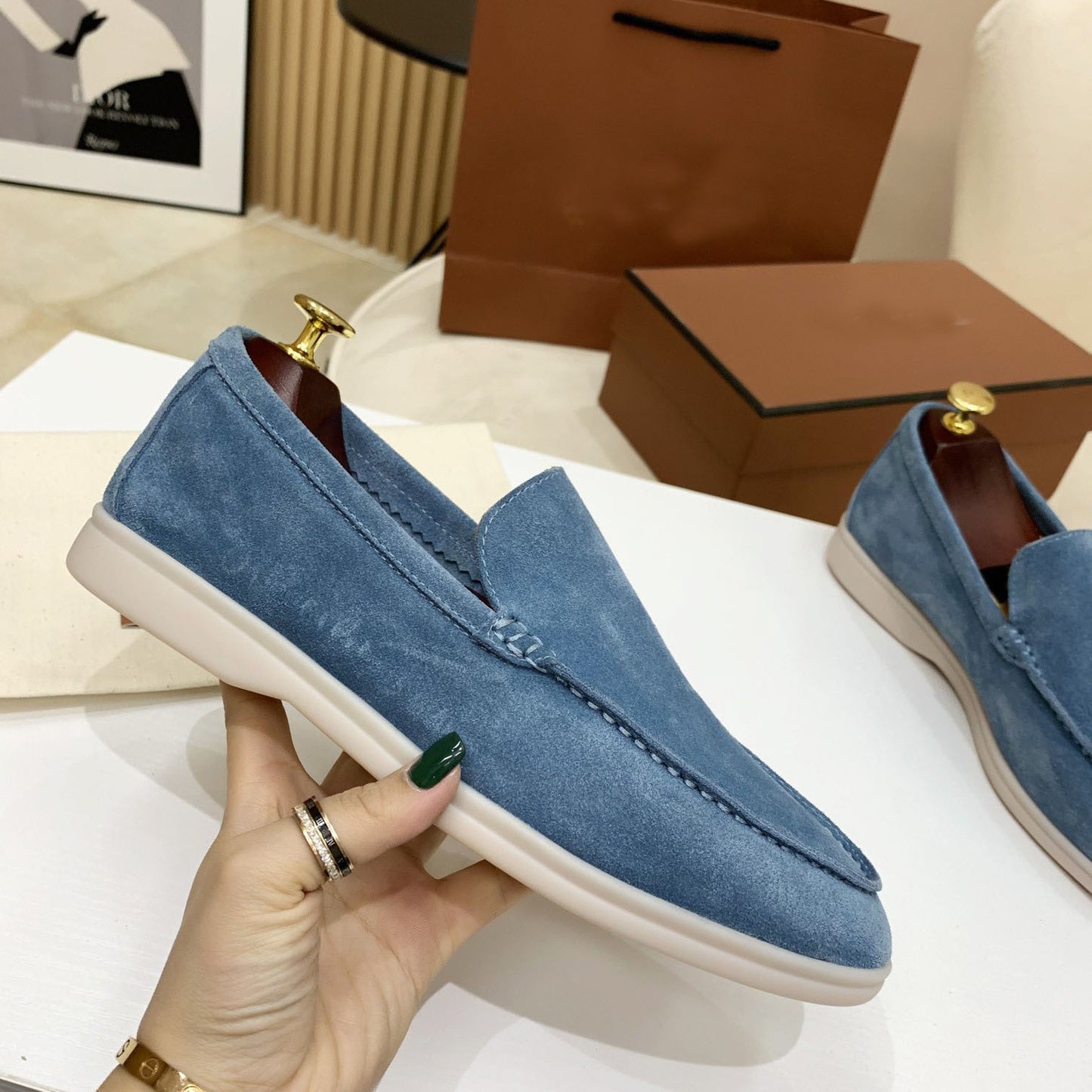 High men's leather beanie shoes, slip-on flat casual shoes, loafers, women's plus size shoes