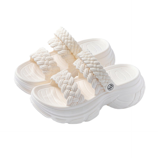 Wholesale platform slippers women's summer fashion fairy style 2024 new style to wear muffins summer increase height two wear sandals outside