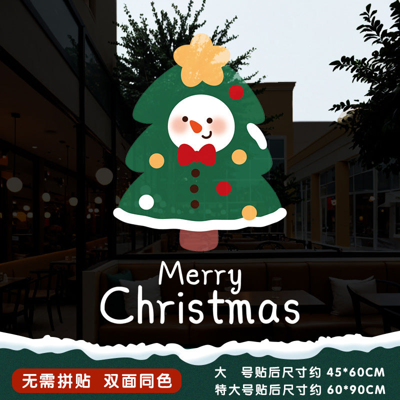 Christmas Santa Claus push door glass sticker electrostatic sticker shopping mall window scene layout decoration the whole window grille