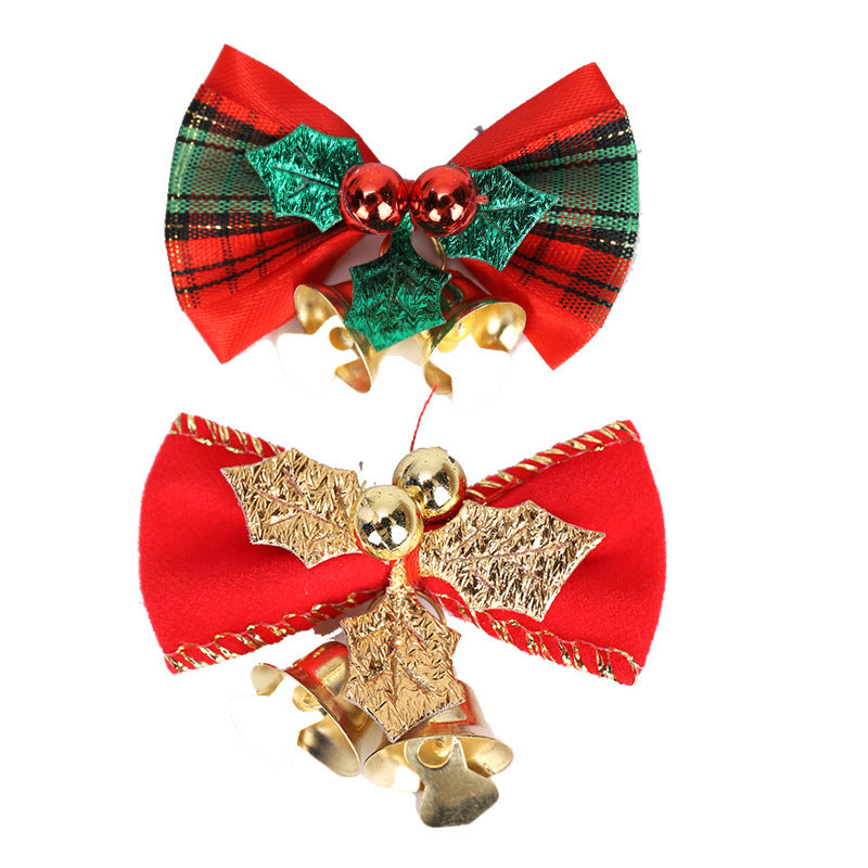 christmas ornament bow with bell christmas gift decoration christmas tree garland decoration accessories gift matching