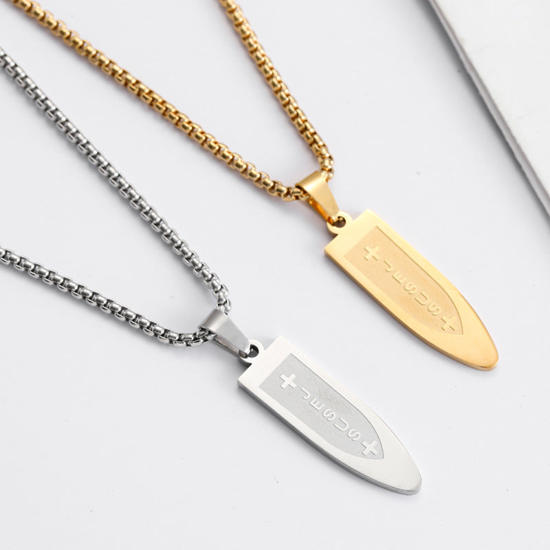 European and American cross-border stainless steel cross bullet shaped pendant JESUS titanium steel necklace men's niche personality jewelry