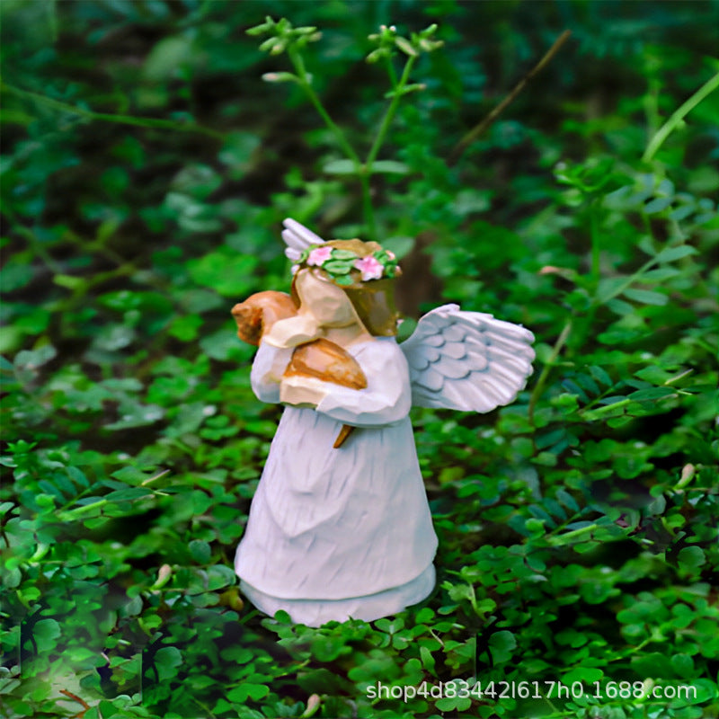 Outdoor Courtyard Home Home Ornaments European and American Style Creative Angel Resin Crafts Cute White Angel Ornaments