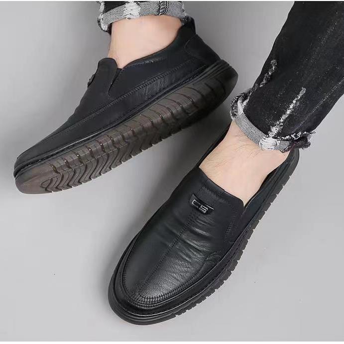 Leather shoes, new men's soft leather business casual beanie shoes, men's soft soled casual shoes, men's shoes, soft soles, anti-slip slip-on shoes