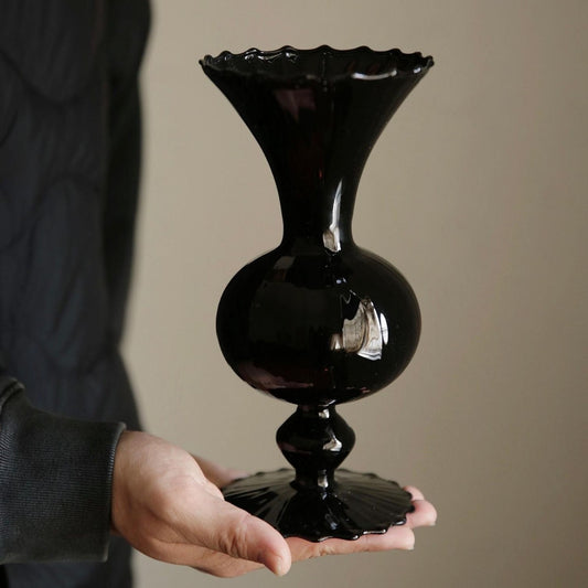 ins Korean style retro glass vase simple Nordic black vase irregular design light luxury home decoration