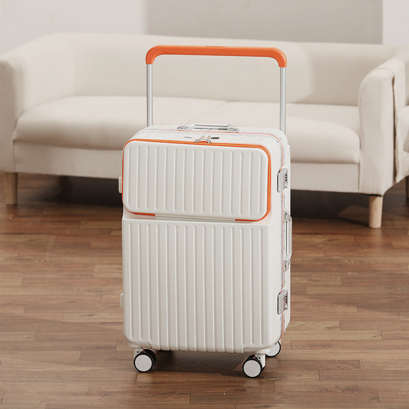 Front opening 20 inch suitcase, women's carry-on trolley suitcase, multifunctional suitcase, 24 lockbox, men