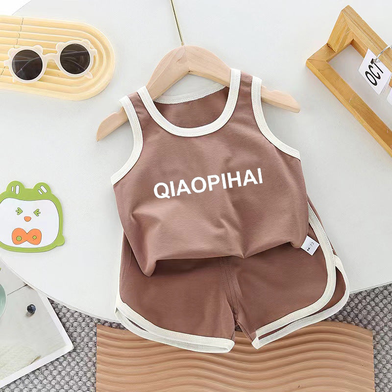 Children's vest set, summer thin boy and girl baby shorts, small children's sports two-piece set, tide one dropshipping
