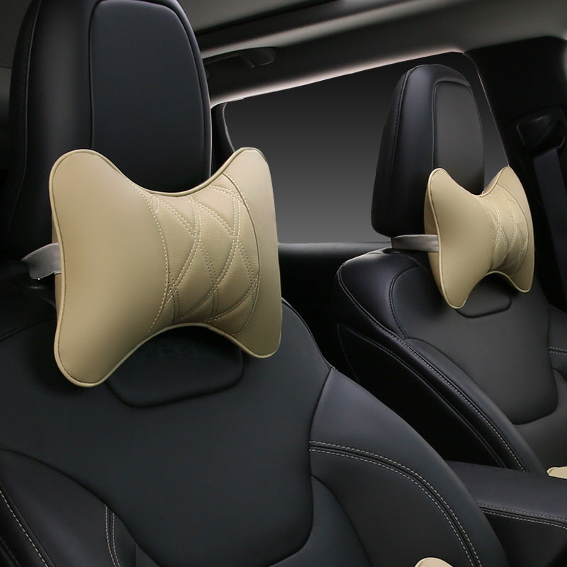 Car neck pillow car interior products a pair of leather car small pillows bone pillows car supplies four seasons