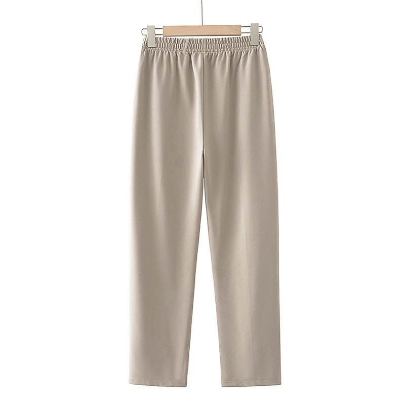 Middle-aged mom pants summer thin cropped pants loose middle-aged and elderly women's trousers large size casual straight pants