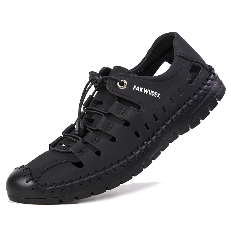 Foreign trade cross-border 2025 summer new men's sandals, hole shoes, beach outdoor leather shoes, men's soft-soled breathable casual shoes